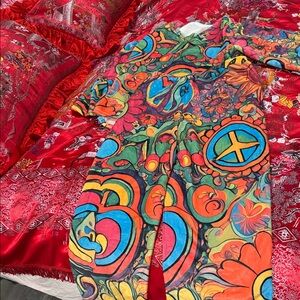 Colorful Peace Sign velvet Pajamas